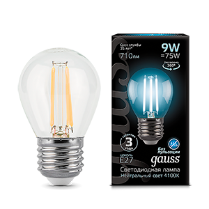 Образец Лампа светодиодная LED 9Вт E14 2700K Filament Globe | 105802209 Gauss