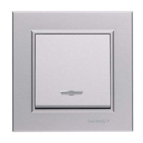 Переключатель 1-кл. СП Karea 10А IP20 серебр. с подсветкой Makel 56065025