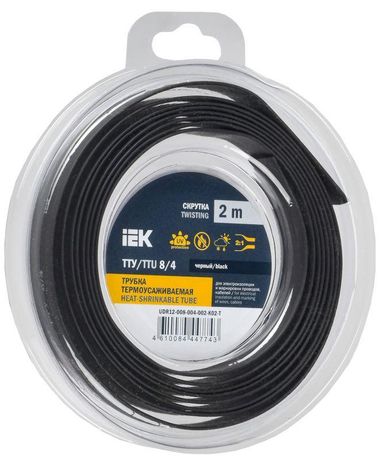 Трубка термоусадочная ТТУ нг-LS 8/4 черная (2м/упак) IEK | UDR12-008-004-002-K02-T