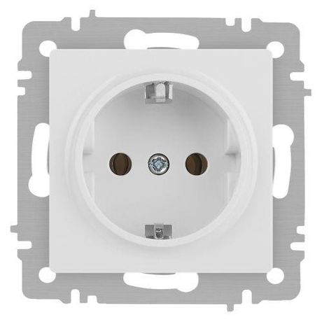 Розетка однофазная скрытого монтажа, в рамку с заземлением без шторок белый матовый 16А 250В IP20 винтовые зажимы 6-202-01М Intro Accent - Б0063681 ЭРА
