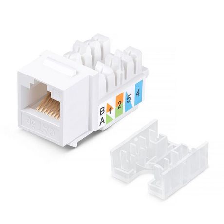 Модуль Keystone Jack RJ-45(8P8C), UTP неэкранированный, CAT 5e, тип 90 градусов, белый REXANT PRO | 02-0064 MEET