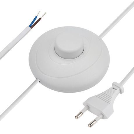 Шнур сетевой с напольным переключателем 2х0,75 мм, 2,5 м белый - 11-1145 MEET