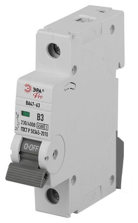 Автоматический выключатель PRO VA63-1P03B4.5 ВА47-63 1P 3А кривая B 4,5кА | Б0059364 ЭРА
