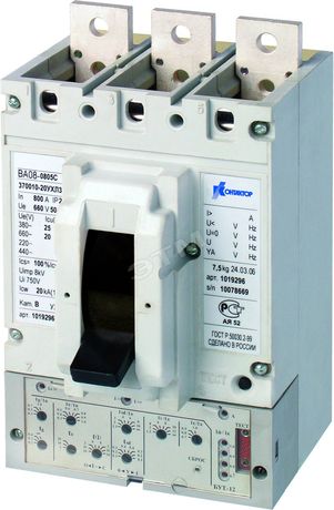 Выключатель автоматический в литом корпусе ВА08-0635С-360010-20УХЛ3 630А 660В длинные вывода Контактор 1042346 Legrand
