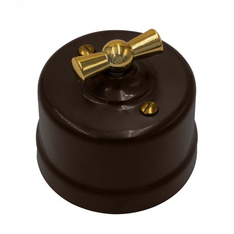 Выключатель Лизетта 1-кл., пластик, цвет Коричневый, Золото - B1-200-22-G BIRONI