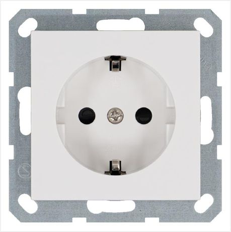 Розетка 1-м Shuko 16А IP20 с заземл. защ. шторки механизм бел. глянцевый Jasmart G5501W