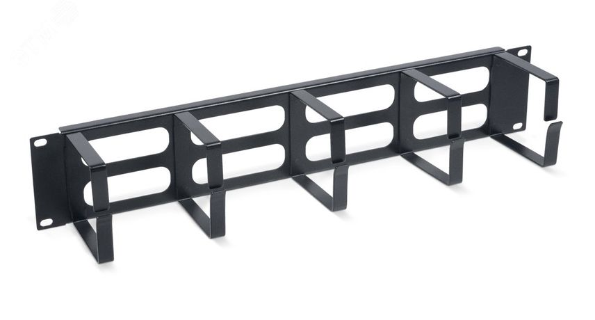 Органайзер кабельный горизонтальный 19' 2U, 5 колец, металлический, цвет черный (RAL9004) - JB08-2U-BK Cabeus 7771c