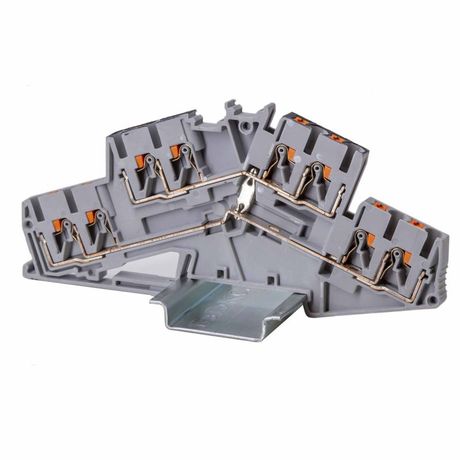 Клемма двухуровневая зажим push-in 8 точек подключения уровни соединены перемычкой 2.5кв.мм сер. DKC VPRTT-2.5S-QT-PV ДКС