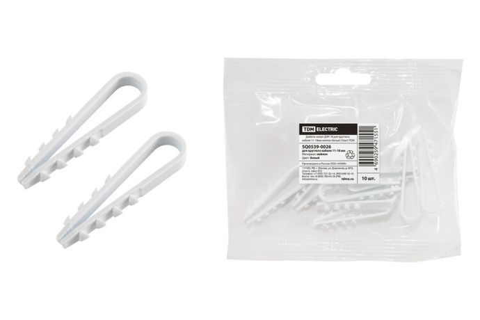Дюбель-хомут ДХК-18 для круглого кабеля 11-18мм нейлон белый (10шт) | SQ0539-0026 TDM