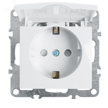 Розетка одноместная (механизм) с/з с крышкой, 250В, 16А серия Эрна, белый Stekker - PST16-9112-01 39319 FERON