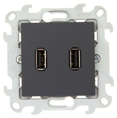 Коннектор 2хUSB, графит - 2411090-038 Simon