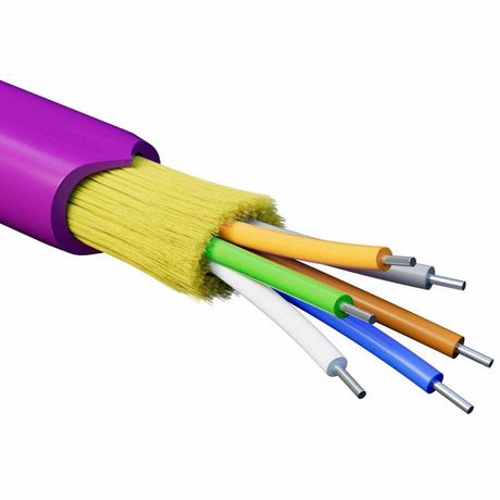 Кабель волоконно-оптический распределительный арамидные упрочняющие нити для внутренней прокладки нг(А)-HF 6 ОВ категория OM4(G.651.1) плотный буфер 0.4кН барабан 500м DKC RNDT4C6MG01-E ДКС