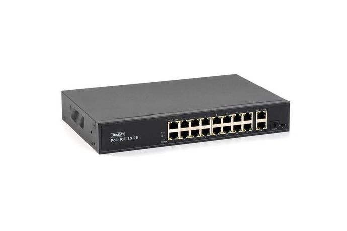 Коммутатор неуправляемый SKAT 16 портов.PoE+, Uplink1, OMBO, 150 Вт - 4075 Бастион