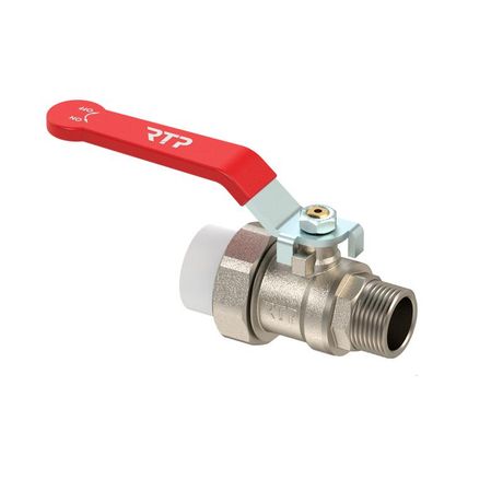 Кран шаровой ручка рычаг латунь с переходом на трубу PPR/наружн. резьба 25х3/4дюйм никель (инд. упак.) RTP 37857