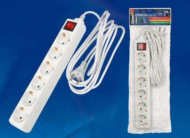 Удлинитель 6х3м с заземл. 16А IP20 S-GCD6-3B выкл. Uniel 02939