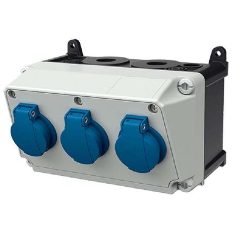 Комбинация розеток AMAXX 3хSCHUKO 16А 230В без защиты IP44 225х130х175мм черн./сер. Mennekes 910005