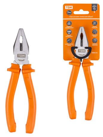 Пассатижи (плоскогубцы), с пластиковыми рукоятками, углеродистая сталь, 180 мм, серия "Гранит" | SQ1009-0102 TDM