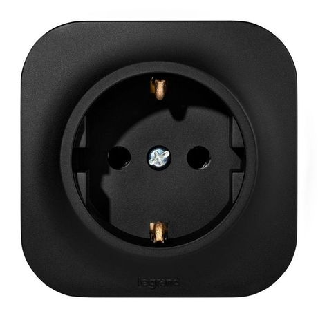 Розетка 1-м ОП Quteo 16А IP20 2P+E с заземл. без защ. шторок черн. матов. IEK 782472 Legrand