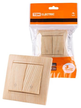 Выключатель на 2 направления кл. 10А сосна "Лама" | SQ1815-0307 TDM