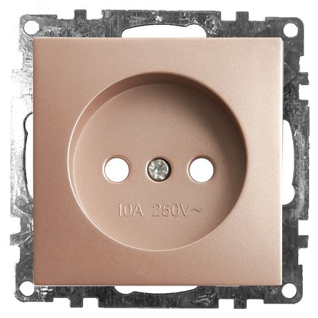 Розетка 1-местная с защитной шторкой (механизм) б/з, 250В, 10А, серия Катрин, GLS10-7109-02, шампань | 39595 STEKKER FERON