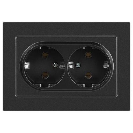 Розетка однофазная двойная скрытого монтажа, в рамку с заземлением без шторок графит 16А 250В IP20 винтовые зажимы 6-205-07 Intro Accent - Б0063496 ЭРА