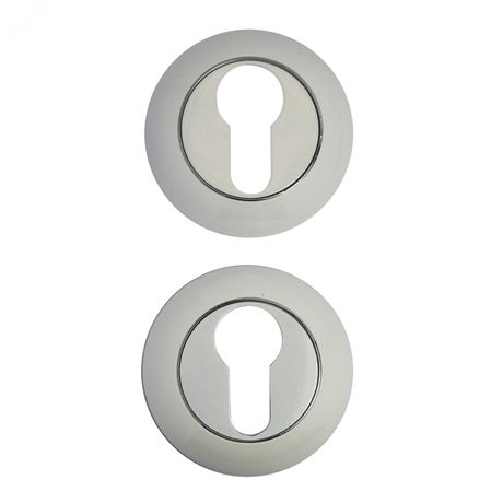 Накладка декоративная (комплект) под цилиндровый механизм замка, АЛЛЮР АРТ ET-R1 W/CP (32112) белый/хром - 12451 ПТК