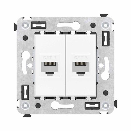 Компьютерная розетка RJ-45 без шторки в стену, кат.6 двойная, "Avanti", "Белое облако" | 4400694 DKC ДКС