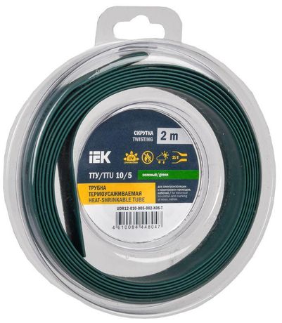 Трубка термоусадочная ТТУ нг-LS 10/5 зеленая (2м/упак) IEK | UDR12-010-005-002-K06-T