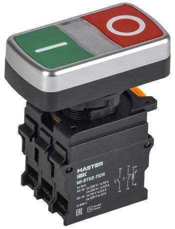 Кнопка "I-O" с подсветкой d=22мм 1NO+1NC MASTER | MI-BT60-11DR-3-11-K51 IEK