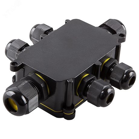 Коробка распределительная LD526 водонепроницаемая на 6 выходов, 450V, 140х100х36, черный | 49124 Feron