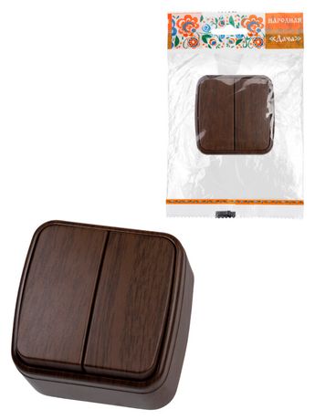 Выключатель 2-кл. открытой установки IP20 10А, венге "Дача" Народная | SQ1824-0042 TDM