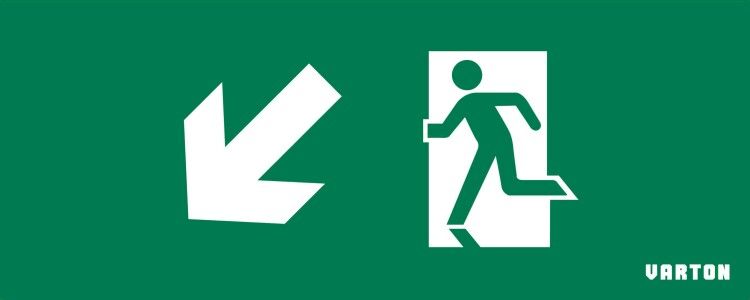 Пиктограмма СТРЕЛКА ВЛЕВО ВНИЗ для аварийно-эвакуационного светильника ip20 Вартон - V1-R0-70354-21A01-2019 VARTA