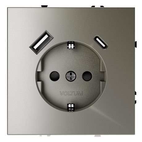 Розетка 1-м СП S70 16А с USB A+С заземл. защ. шторки механизм шелк Voltum VLS040504 Voltum арт. VLS040504
