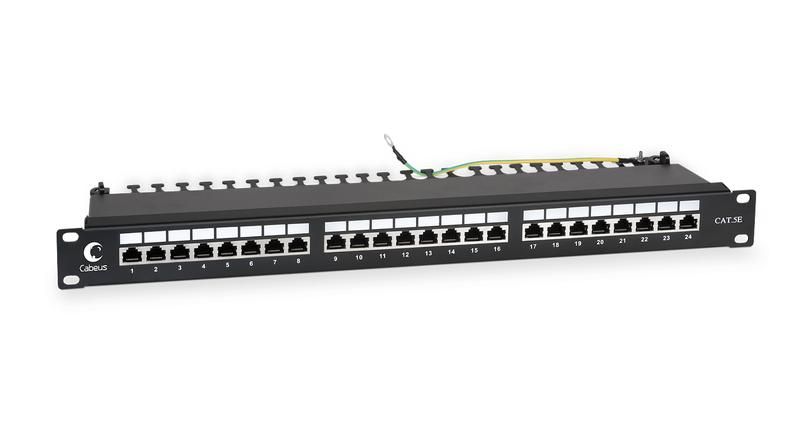 Патч-панель PL-24-Cat.5e-SH-Dual IDC 19(1U), 24 порта RJ-45 полностью экранированная, категория 5e, Dual - 7002c Cabeus