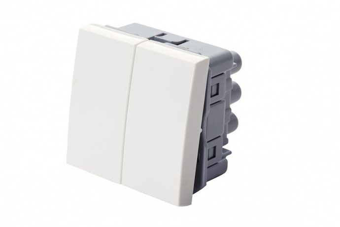 Выключатель двухклавишный 45 мм 10A, 250B, белый | 16V-20-02WT Eurolan
