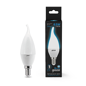 Лампа светодиодная LED 6.5 Вт 550 лм 6500К свеча на ветру холодный E14 AC 220В Black Gauss - 104101307