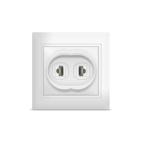 Розетка компьютерная двухместная Севиль,скрытая, 1А, RJ45, белая (еврослот) - 1086 Союз