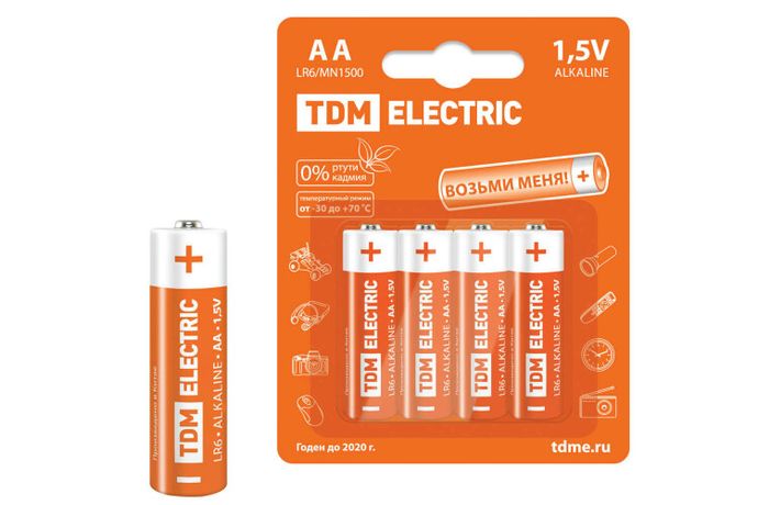Элементы питания LR6 AA Alkaline 1,5V BP-4 | SQ1702-0003 TDM