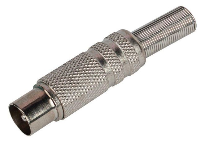 Разъем R-TV01 штекер TV c пружиной никель | Б0048302 ЭРА