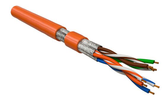 Кабель витая пара экранир. U/FTP кат.6 4 пары 26 AWG МЖ patch кажд. в фольге LSZH UFTP4-C6-P26-IN-LSZH-OR-500 оранж. (уп.500м) Hyperline 445085