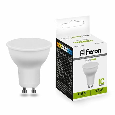 Лампа светодиодная LED 13вт 230в GU10 белый - 38192 FERON