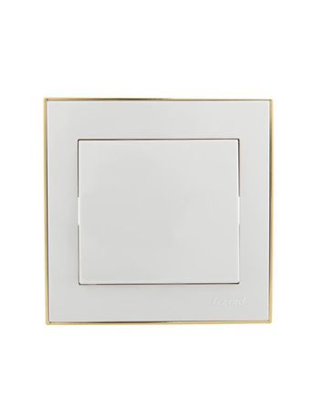 Выключатель 1-кл. СП Rain 10А IP20 с зол. боковой вставкой бел. LEZARD 703-0226-100