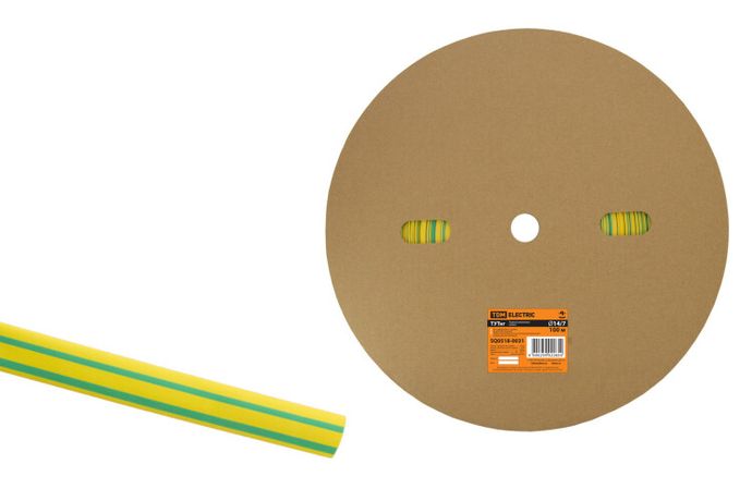 Термоусаживаемая трубка ТУТнг 14/7 желто-зеленая (100 м/ролл) | SQ0518-0031 TDM