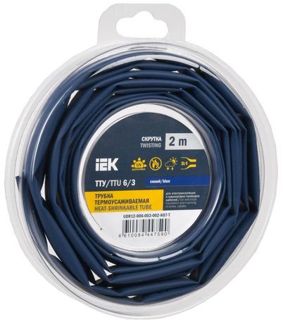 Трубка термоусадочная ТТУ нг-LS 6/3 синяя (2м/упак) IEK | UDR12-006-003-002-K07-T