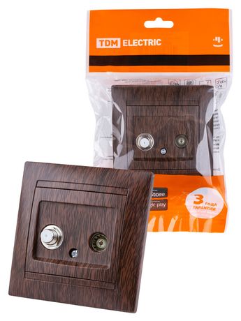 Розетка TV ("мама") + SAT (F-разъем) 0-2400МГц венге "Лама" | SQ1815-0420 TDM