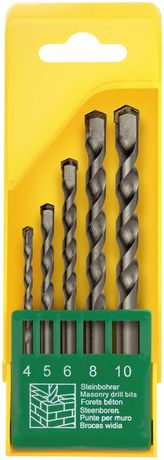Набор сверл победитовых ударных, цилиндрический хвостовик, 5 шт. (4-5-6-8-10 мм) - 34567 РОС