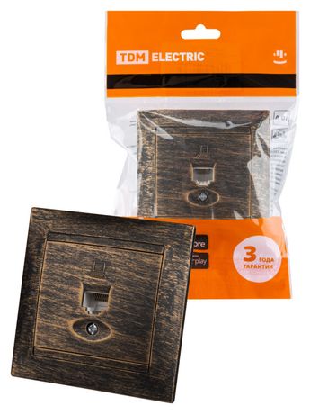 Розетка компьютерная RJ45 старинная бронза "Лама" | SQ1815-0757 TDM