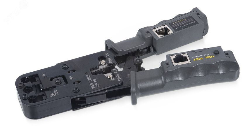 Инструмент обжимной 3 в 1 для RJ-45, RJ-11/12 с тестером витой пары - HT-2010NT Cabeus 9766c