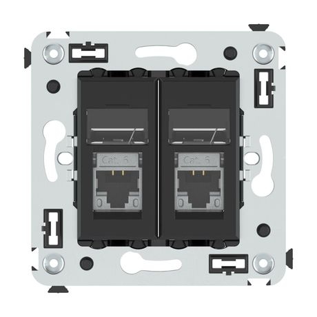 Компьютерная розетка RJ-45 в стену, кат.6 экранированная двойная,"Avanti", "Черный матовый" | 4412394 DKC ДКС DKC арт. 4412394
