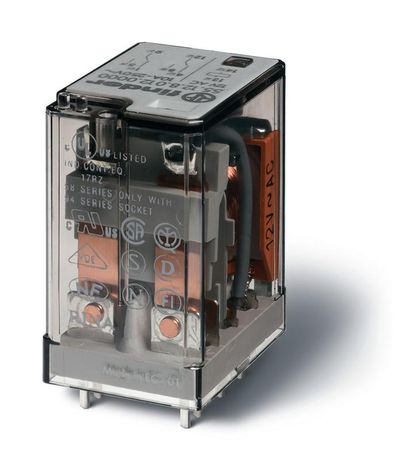 Миниатюрное универсальное электромеханическое реле; монтаж на печатную плату; 2CO 10A; контакты AgNi; катушка 24В АC | 551280240001 Finder 55.12.8.024.0001